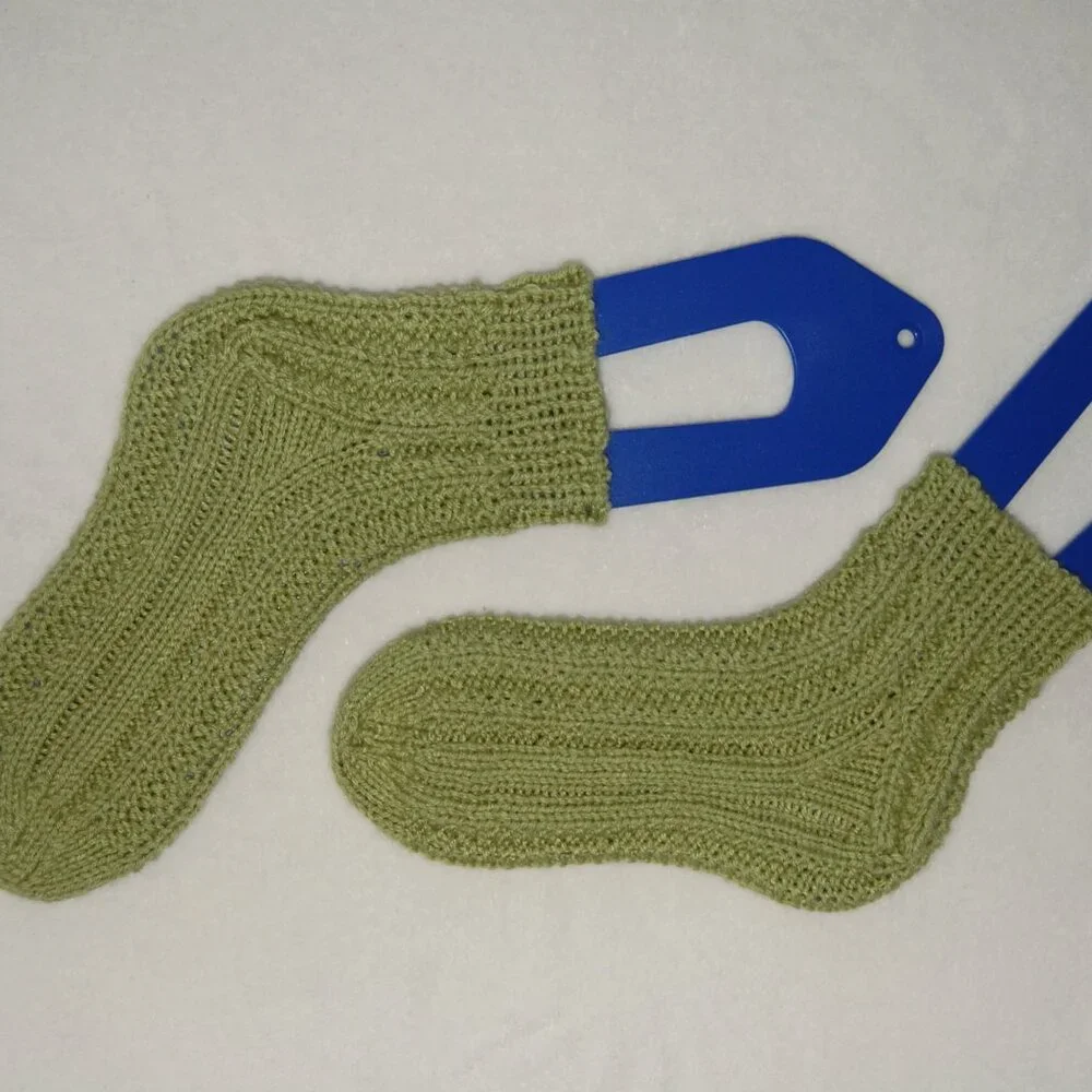 NEW Handmade Ankle Socks, Green, Women Size M (US 8.5)